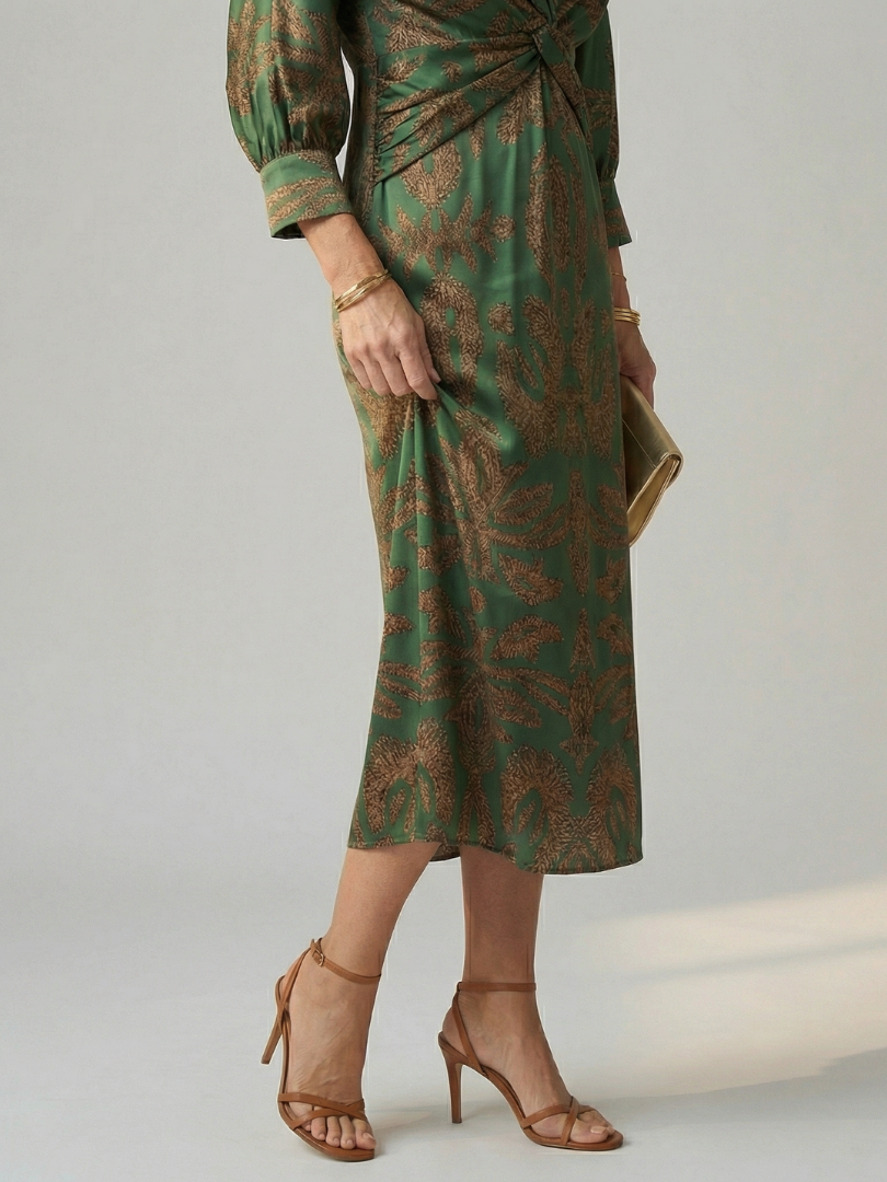 Aurelis™ | Midi Wickelkleid mit Langarm und Muster