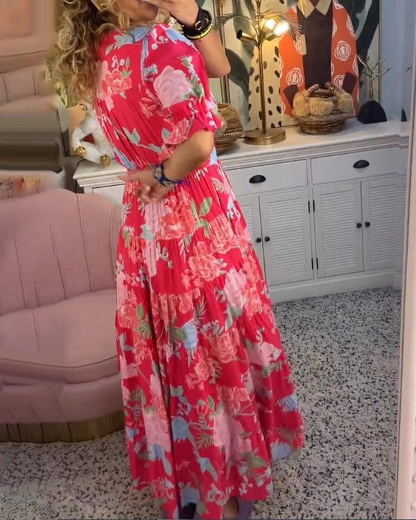 Luviaren™ | Maxikleid mit Blumenmuster und V-Ausschnitt