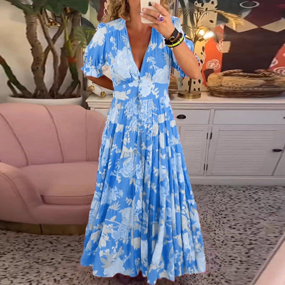 Luviaren™ | Maxikleid mit Blumenmuster und V-Ausschnitt