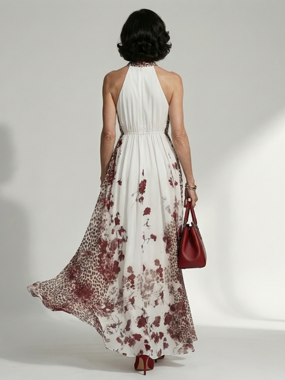 Aurelis™ | Langärmliges Maxikleid mit Blumenmuster und V-Ausschnitt