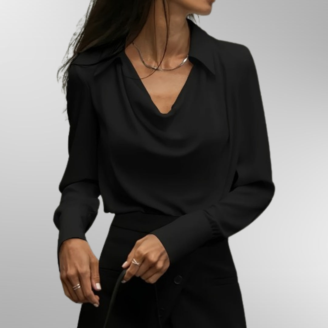 Veldora™ | Satinbluse mit drapiertem Ausschnitt