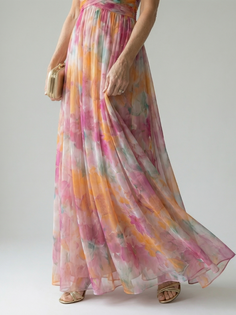 Klaravell™ | Ärmelloses Maxikleid mit Wickeloberteil