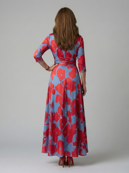Luviaren™ | Midi-Kleid mit Wickel-Ausschnitt und Blumenmuster