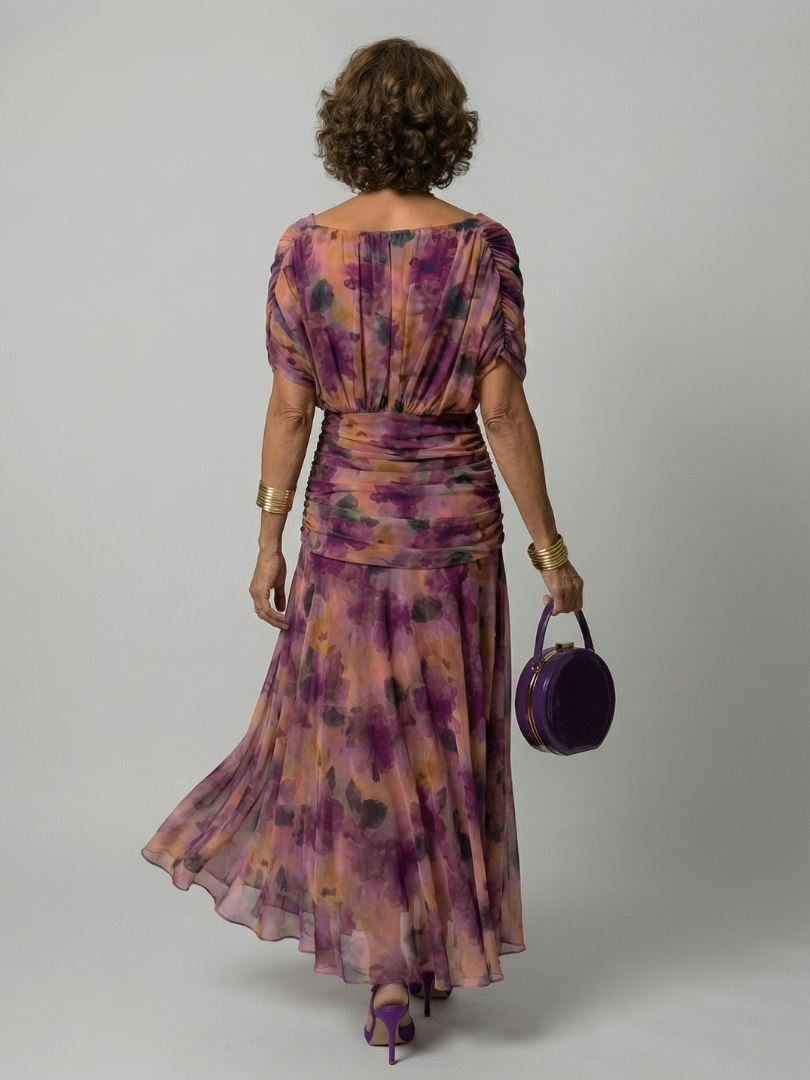 Aurelis™ | Off-Shoulder Midi Kleid mit drapiertem Ausschnitt