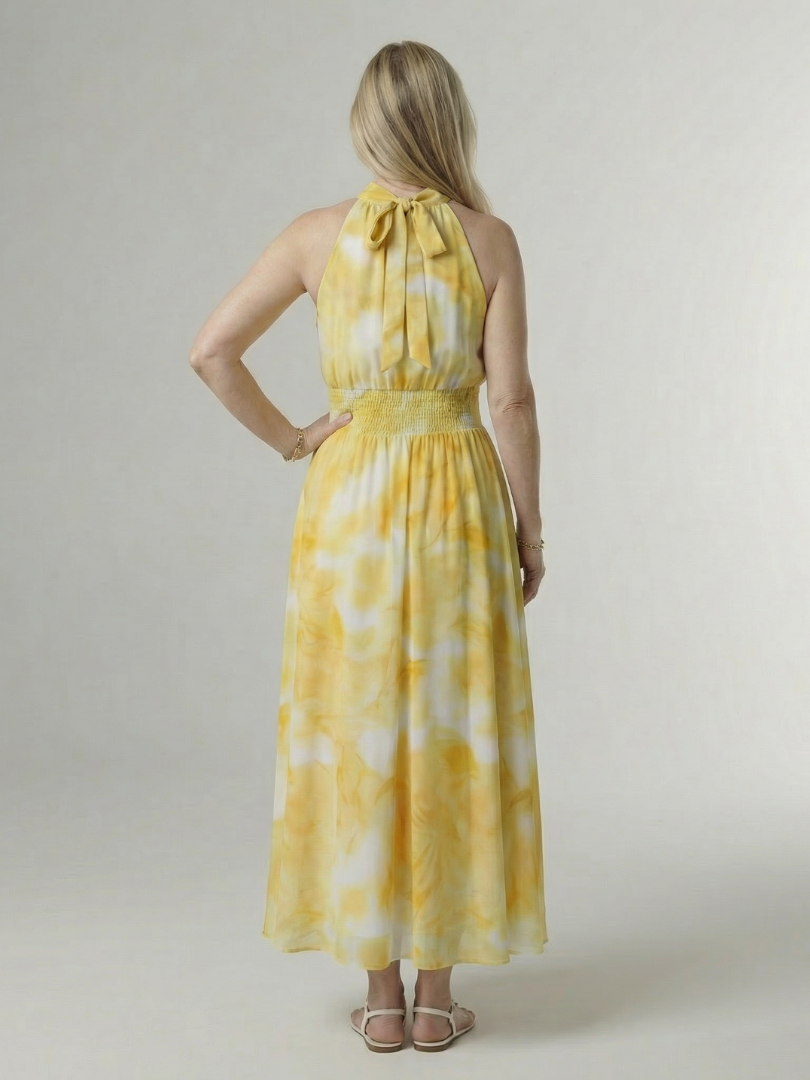 Aurelis™ | Midi Kleid mit Halterneck und geraffter Taille