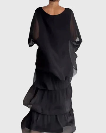Aurelis™ | Fließendes Langarm Maxikleid