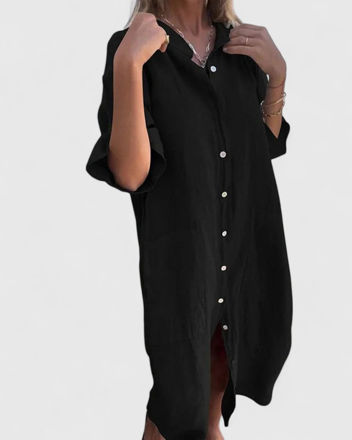 Luviaren™ | Oversized Kleid mit Knopfleiste und Taschen