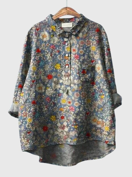 Kronberg™ | Damen Bluse mit Blumenmuster und Knopfleiste