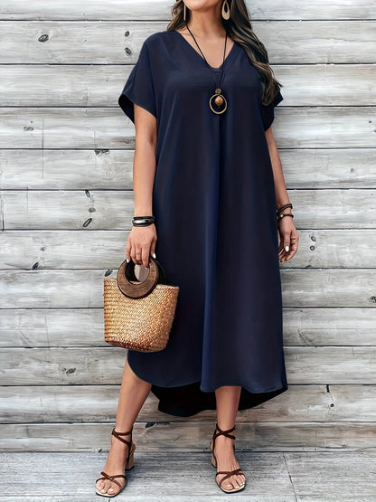 Veldora™ | Gwendie Midi-Kleid mit V-Ausschnitt