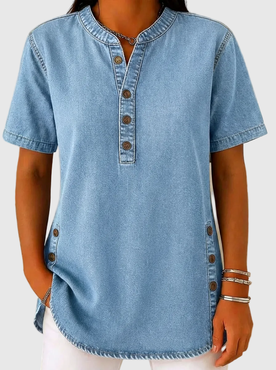 Aurelis™ | Denim-Bluse mit Knopfleiste und lockerer Passform