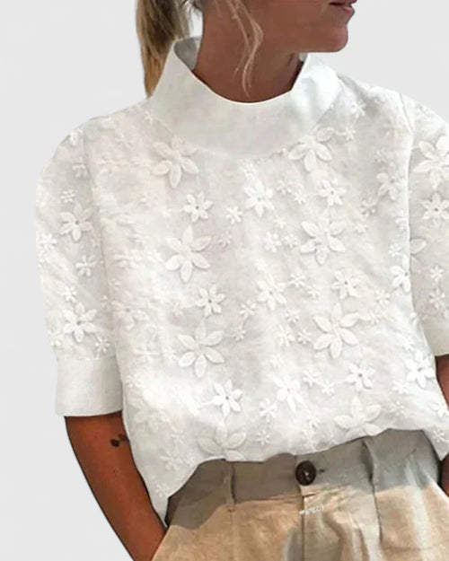 Luviaren™ | Damen Bluse mit Stehkragen und Stickerei