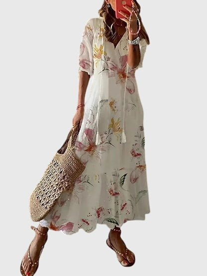 Aurelis™ | Boho Sommerkleid mit V-Ausschnitt im Vintage Stil