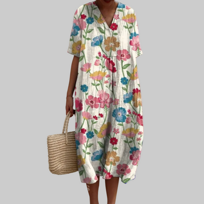 Luviaren™ | Sommerkleid mit Blumenmuster und V-Ausschnitt