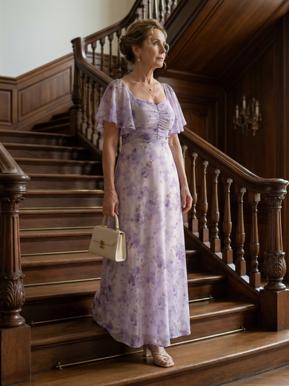 Aurelia™ | Midi-Kleid mit Flatterärmeln und Blumenmuster