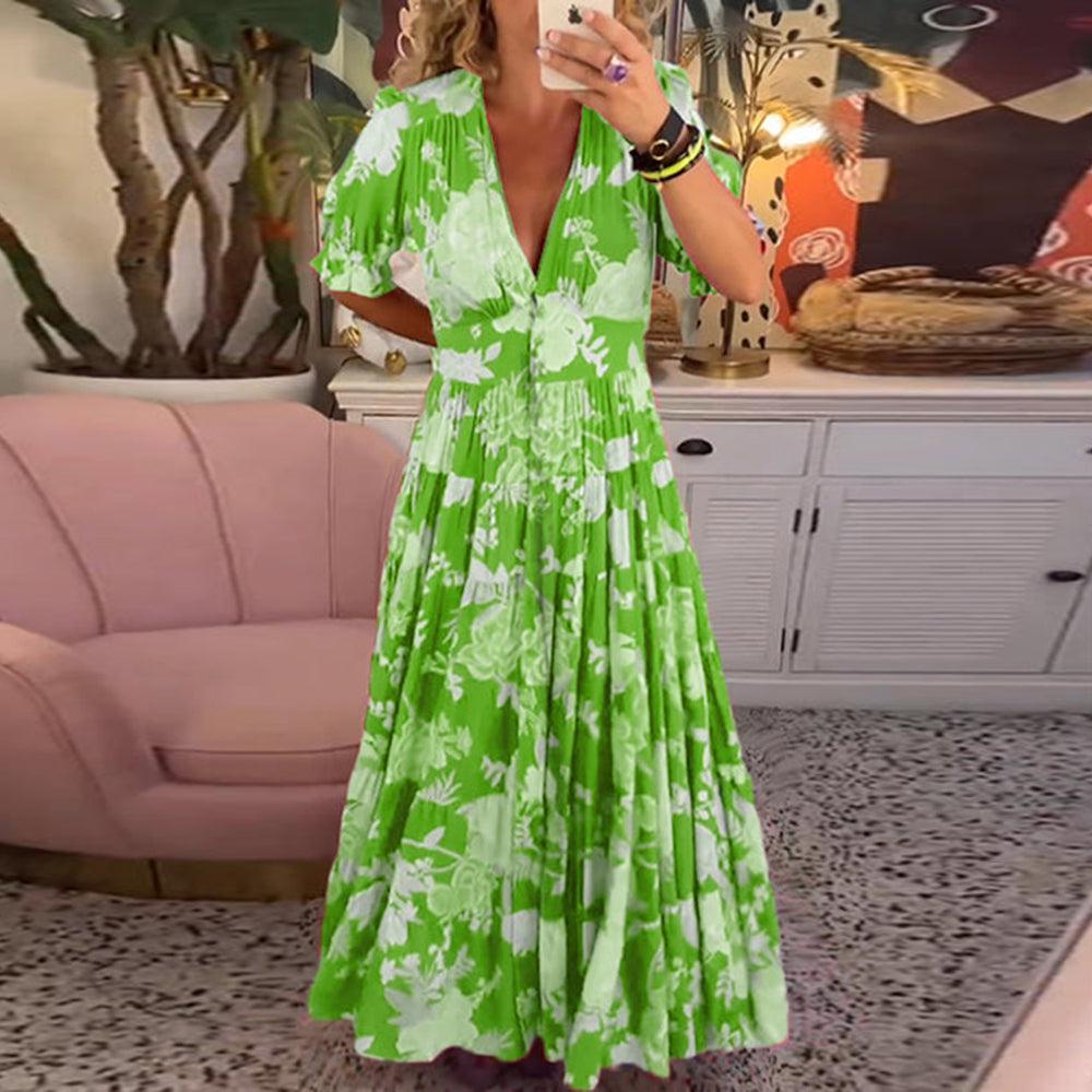 Luviaren™ | Maxikleid mit Blumenmuster und V-Ausschnitt