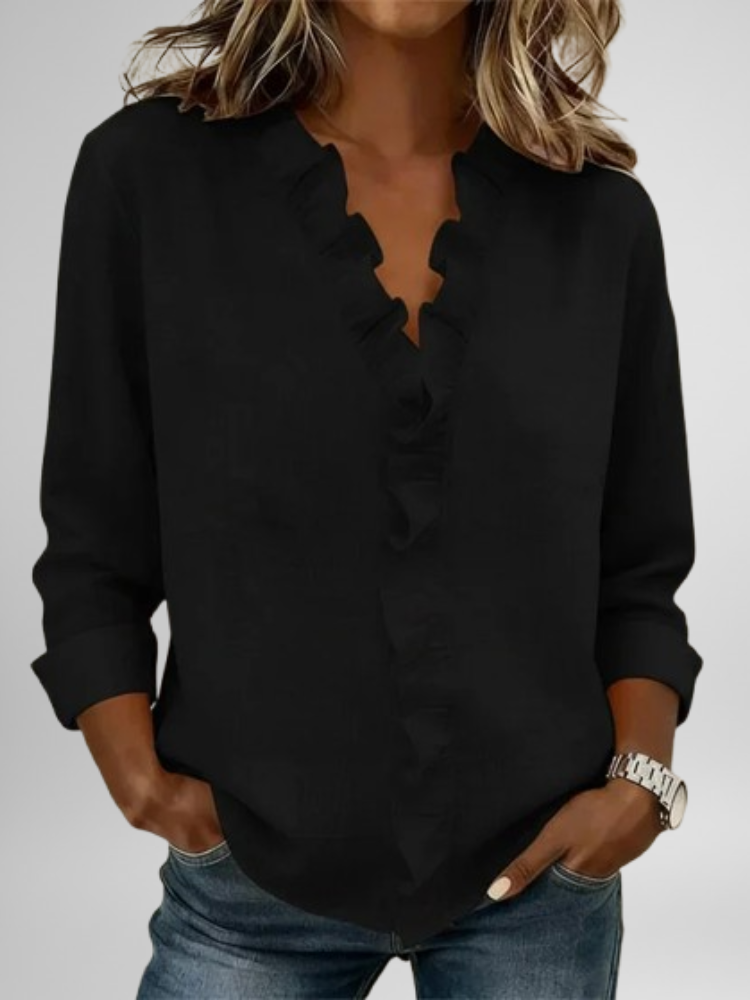 Aurelis™ | Damen Bluse mit Rüschen und V-Ausschnitt