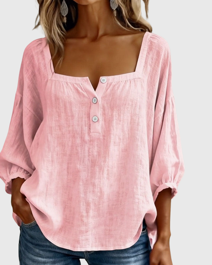 Aurelis™ | Damen Bluse mit quadratischem Ausschnitt und Puffärmeln