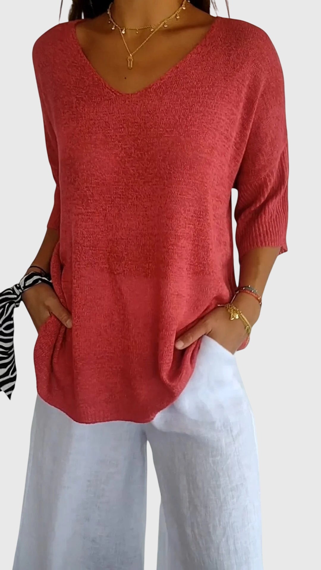 Valerien™ | Damen Stricktop mit V-Ausschnitt