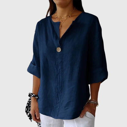 Aurelis™ | Damen Bluse mit V-Ausschnitt und Knopfverschluss