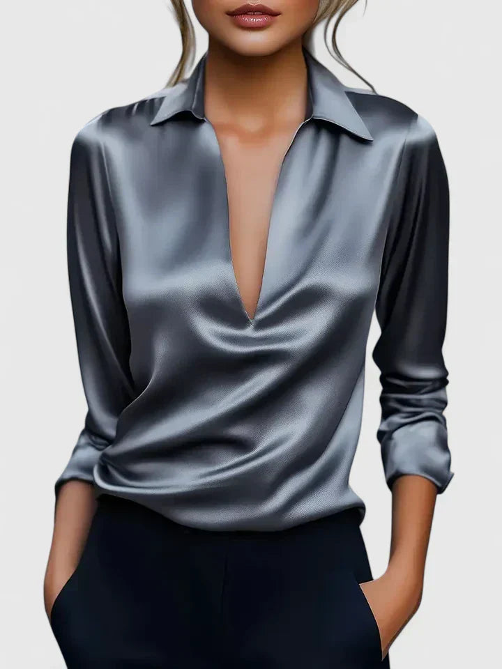 Luviaren™ | Damen Bluse mit V-Ausschnitt und knitterfreier Passform