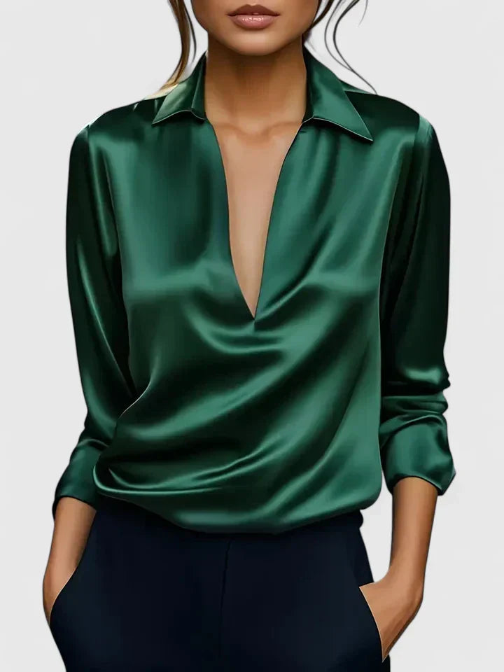 Luviaren™ | Damen Bluse mit V-Ausschnitt und knitterfreier Passform