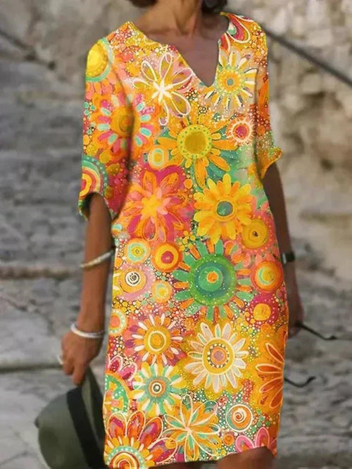 Lindenhain™ | Midi Blumenkleid mit lockerer Passform