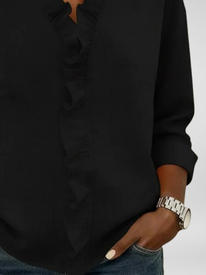 Aurelis™ | Damen Bluse mit Rüschen und V-Ausschnitt