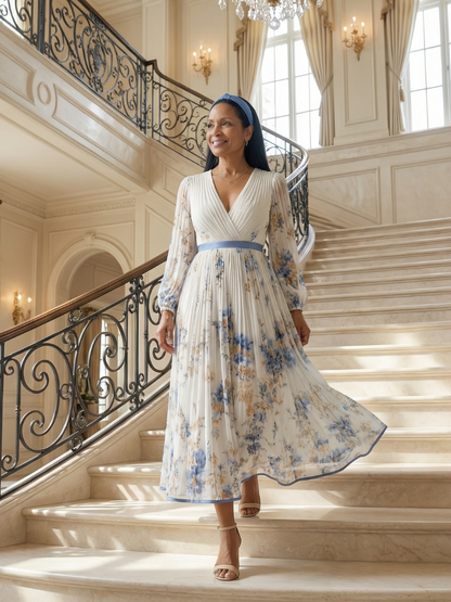 Aurelis™ | Midi Kleid mit Wickeloberteil und Faltenrock