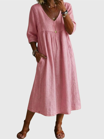 Luviaren™ | Patchwork-Kleid mit V-Ausschnitt