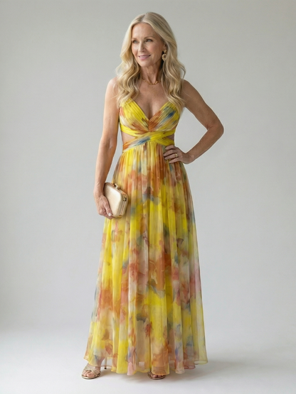 Klaravell™ | Ärmelloses Maxikleid mit Wickeloberteil