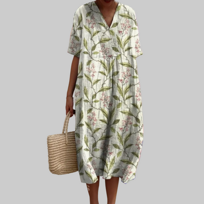 Luviaren™ | Sommerkleid mit Blumenmuster und V-Ausschnitt