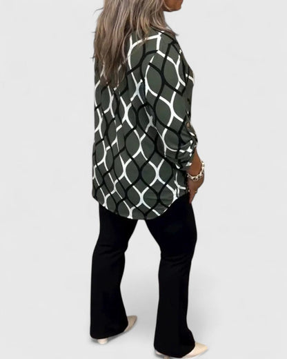 Aurelis™ | Geometrische V-Ausschnitt Bluse