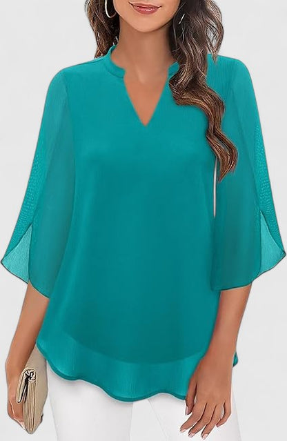 Luviaren™ | Damen Bluse Carla mit V-Ausschnitt und A-Linien-Schnitt