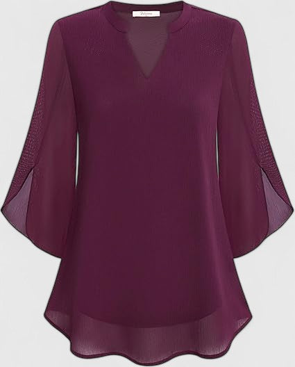 Luviaren™ | Damen Bluse Carla mit V-Ausschnitt und A-Linien-Schnitt