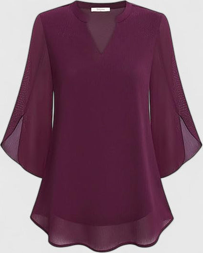 Luviaren™ | Damen Bluse Carla mit V-Ausschnitt und A-Linien-Schnitt