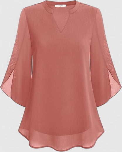 Luviaren™ | Damen Bluse Carla mit V-Ausschnitt und A-Linien-Schnitt
