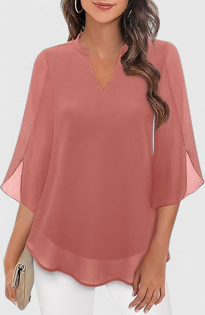 Luviaren™ | Damen Bluse Carla mit V-Ausschnitt und A-Linien-Schnitt