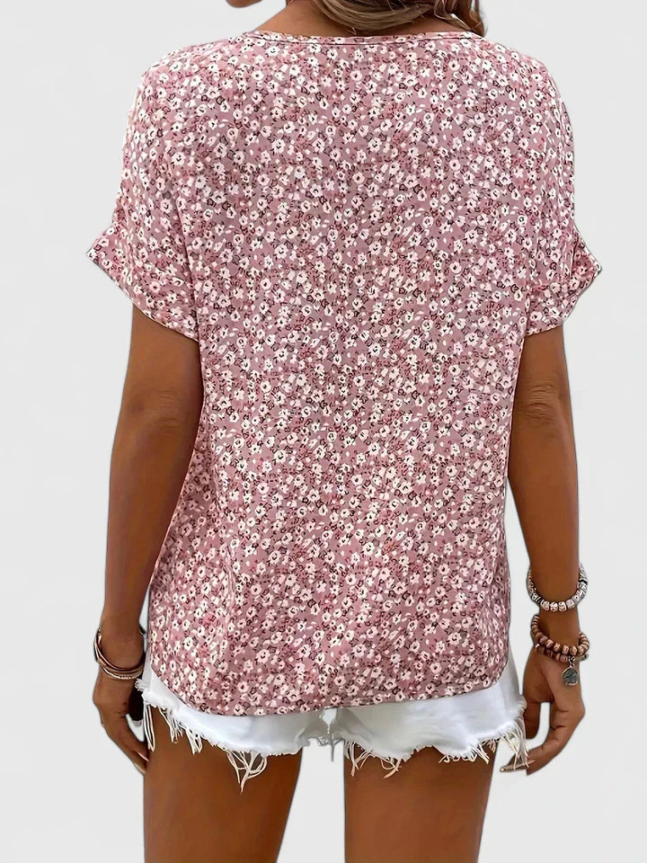 Veldora™ | Damen Bluse Camila mit Blumenprint und Knopfleiste