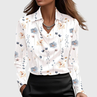 Valerien™ | Damen Bluse mit gefaltetem Ausschnitt und fließender Passform