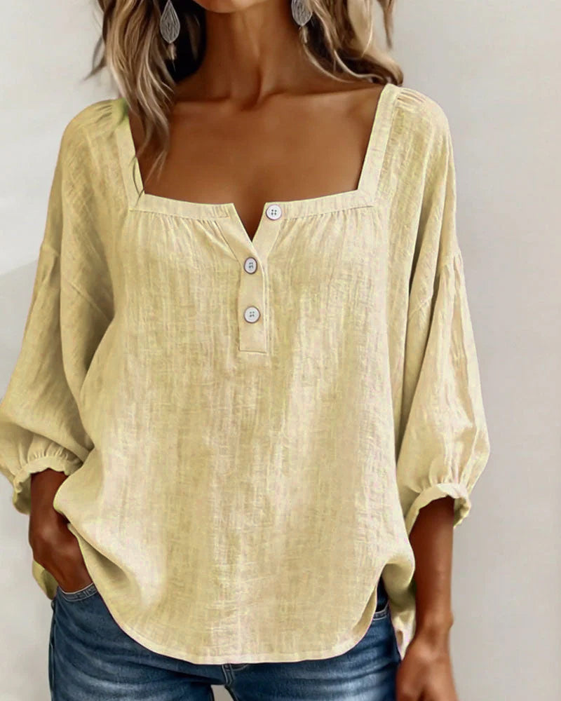 Aurelis™ | Damen Bluse mit quadratischem Ausschnitt und Puffärmeln