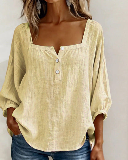 Aurelis™ | Damen Bluse mit quadratischem Ausschnitt und Puffärmeln