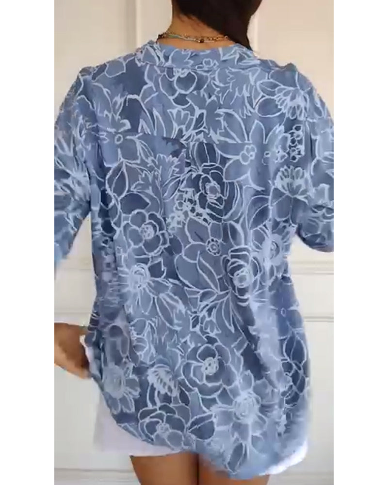 Aurelia™ | Langärmlige Damenbluse mit Blumenprint und lockerer Passform