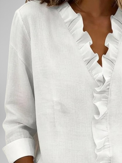Aurelis™ | Damen Bluse mit Rüschen und V-Ausschnitt