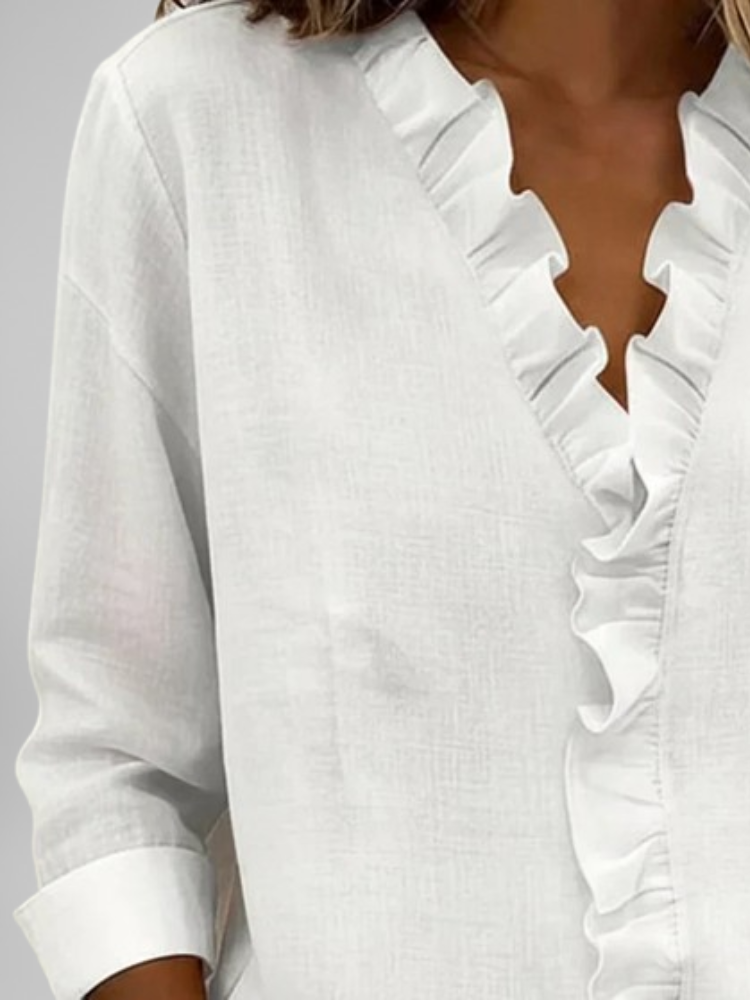 Aurelis™ | Damen Bluse mit Rüschen und V-Ausschnitt