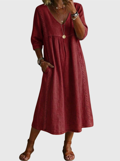 Luviaren™ | Patchwork-Kleid mit V-Ausschnitt