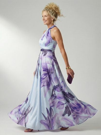 Aurelis™ | Ärmelloses Maxikleid mit Halterneck und Blumenmuster