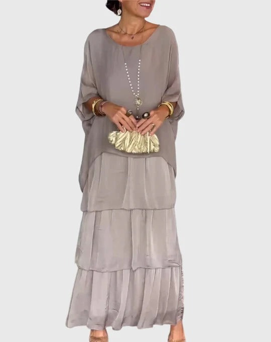 Aurelis™ | Fließendes Langarm Maxikleid