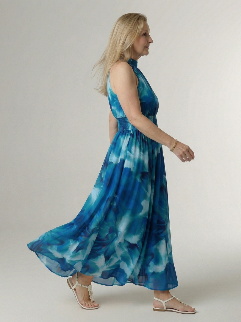 Aurelis™ | Midi Kleid mit Halterneck und geraffter Taille