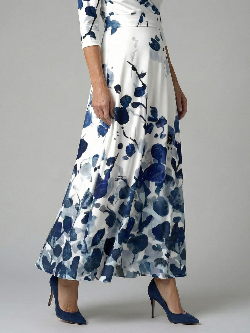 Luviaren™ | Midi-Kleid mit Wickel-Ausschnitt und Blumenmuster