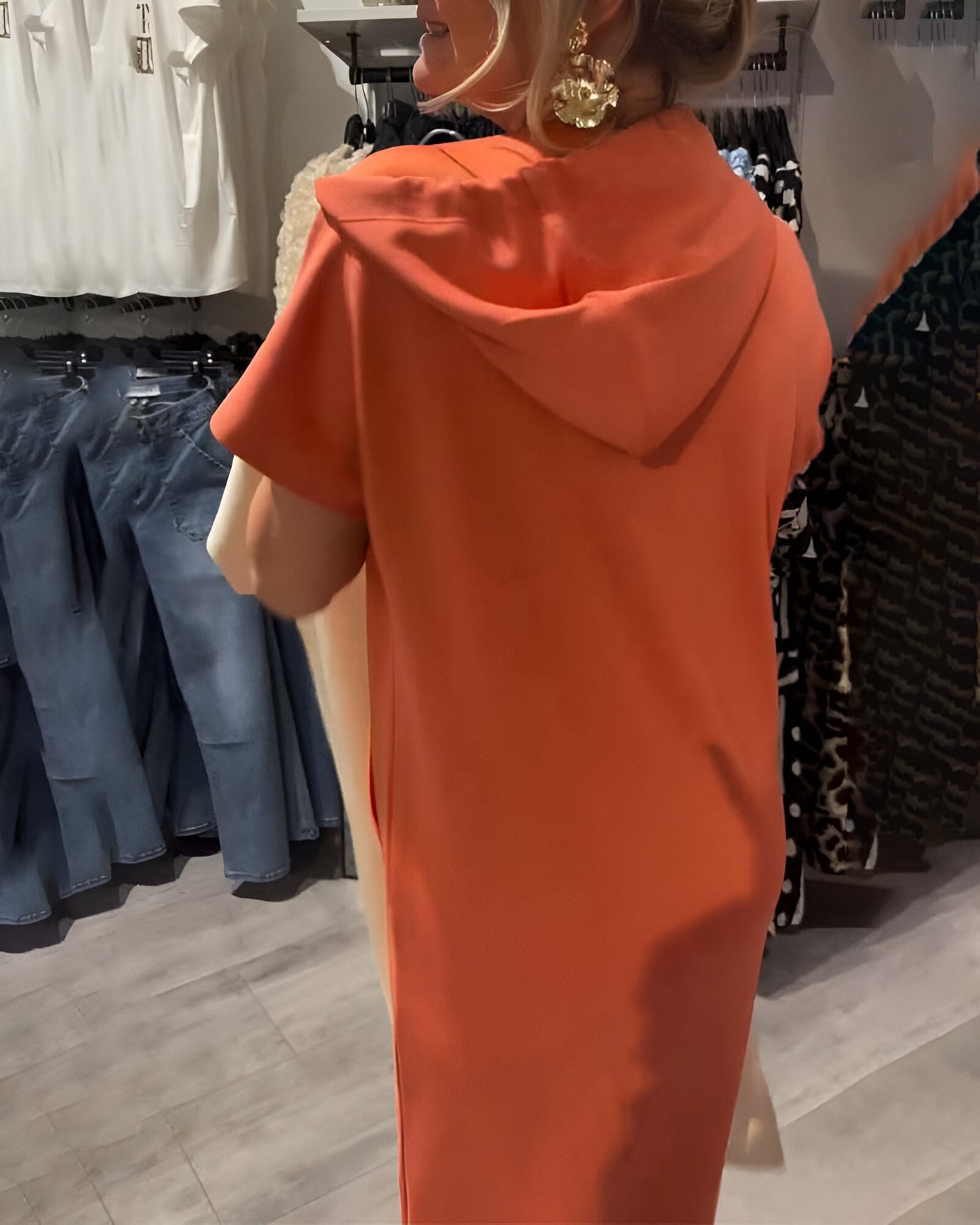 Nordhain™ | Damen Hoodie-Kleid mit Kängurutasche und Slogan-Print
